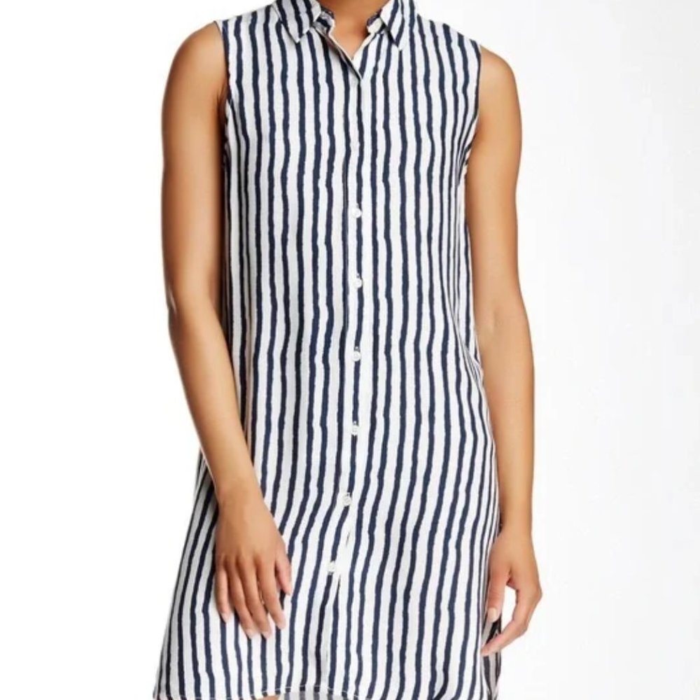 WAYF Large striped Sleeveless Shirt Dress